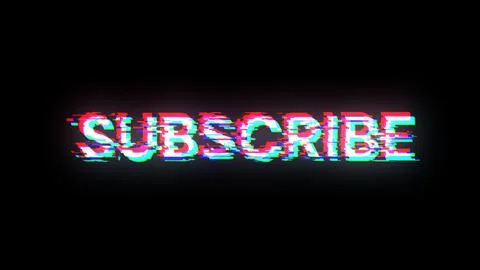 3D rendering subscribe text with screen effects of technological glitches 스톡 일러스트