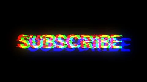 3D rendering subscribe text with screen effects of technological glitches 库存插图