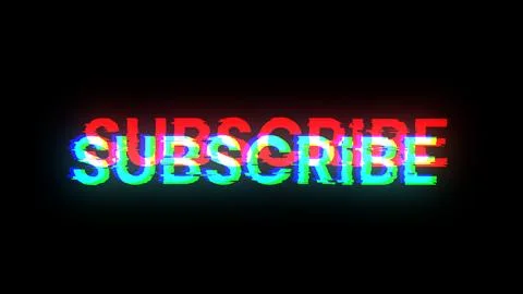 3D rendering subscribe text with screen effects of technological glitches Illustrazione stock