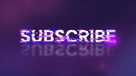3D rendering subscribe text with screen effects of technological glitches 库存插图