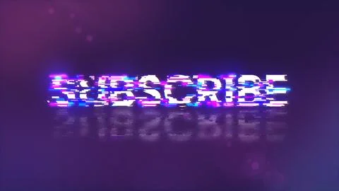 3D rendering subscribe text with screen effects of technological glitches 스톡 일러스트