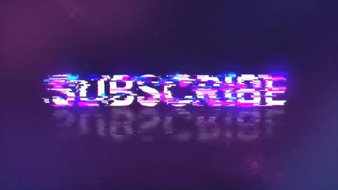 3D rendering subscribe text with screen effects of technological glitches Stock-Illustration