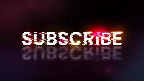 3D rendering subscribe text with screen effects of technological glitches 库存插图