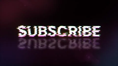 3D rendering subscribe text with screen effects of technological glitches 库存插图