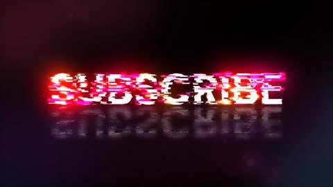 3D rendering subscribe text with screen effects of technological glitches 스톡 일러스트