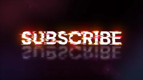 3D rendering subscribe text with screen effects of technological glitches 库存插图