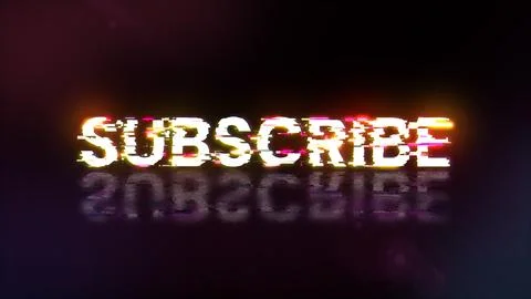 3D rendering subscribe text with screen effects of technological glitches イラスト素材