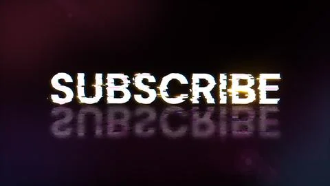 3D rendering subscribe text with screen effects of technological glitches 스톡 일러스트