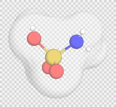 3D rendering of Sulfamic Acid over a transparent background. Stock Illustration
