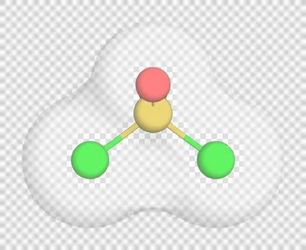 3D rendering of Sulfuryl Chloride over a transparent background. Stock Illustration