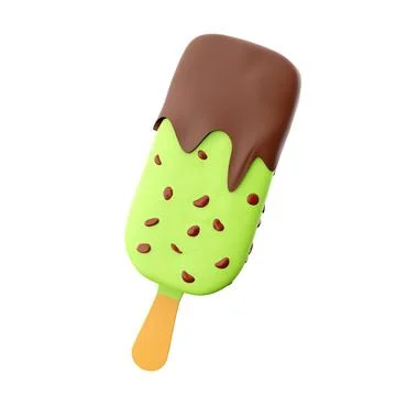 3d rendering summer dessert delicious ice cream icon. 3d render apple popsicle 스톡 일러스트