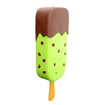 3d rendering summer dessert delicious ice cream icon. 3d render apple popsicle Stock-Illustration