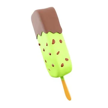3d rendering summer dessert delicious ice cream icon. 3d render apple popsicle Stock Illustration