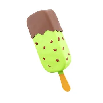 3d rendering summer dessert delicious ice cream icon. 3d render apple popsicle Stock-Illustration