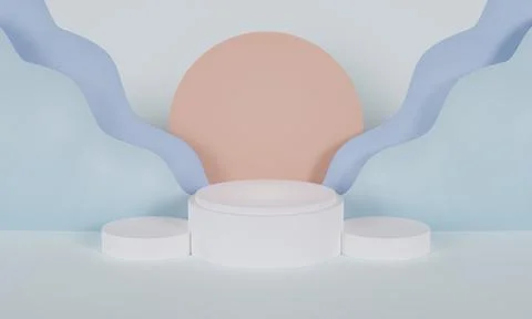 3D Rendering Sun and cloud Minimal Mockup Podium Product Showcase 3D illustra 스톡 일러스트