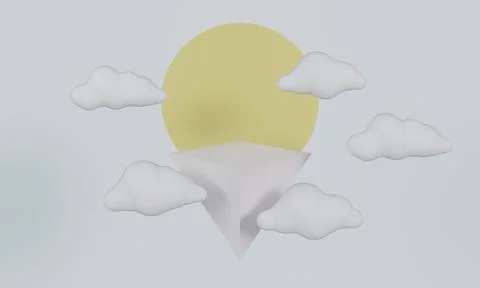 3D Rendering Sun and cloud on sky Minimal Mockup Podium Product Showcase 3D i Stock Illustration