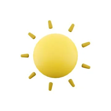 3d rendering sun icon. 3d render sunny weather icon. Sun Stock Illustration