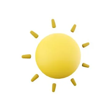 3d rendering sun icon. 3d render sunny weather icon. Sun Illustrazione stock