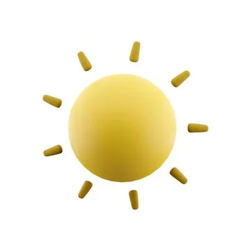 3d rendering sun icon. 3d render sunny weather icon. Sun Illustrazione stock