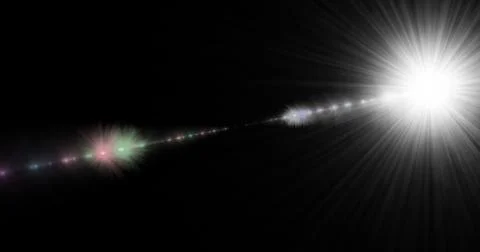 3d rendering. Sunlight glare light effect on black background. Stock Illustration