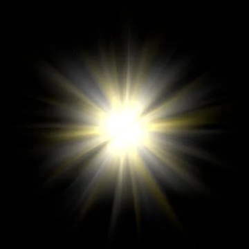 3d rendering. Sunlight glare light effect on black background. Illustrazione stock