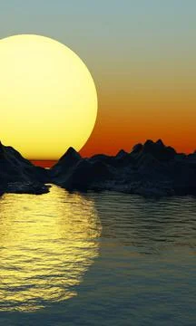 3d rendering sunrise and sunset, starlight Stock Photos