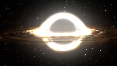 3D rendering of a supermassive black hole against a starry sky Stockillustratie