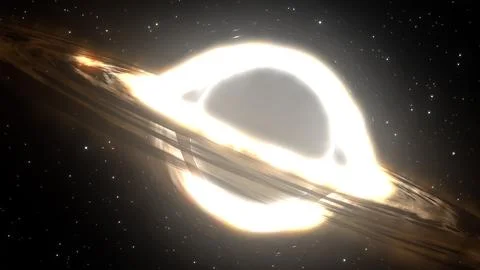 3D rendering of a supermassive black hole against a starry sky 스톡 일러스트