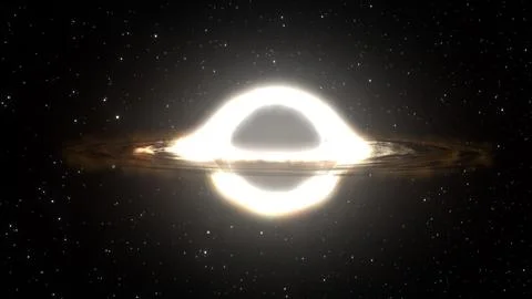 3D rendering of a supermassive black hole against a starry sky Stockillustratie