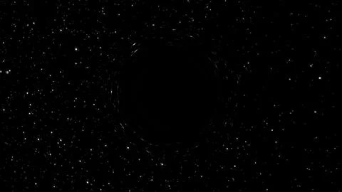 3D rendering of a supermassive black hole against a starry sky Stock Illustration