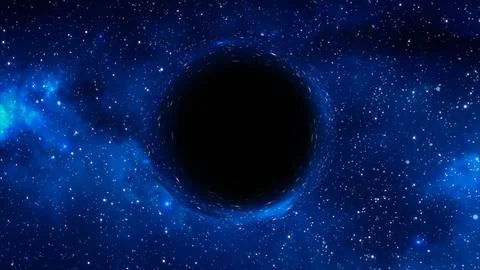 3D rendering of a supermassive black hole against a starry sky 스톡 일러스트