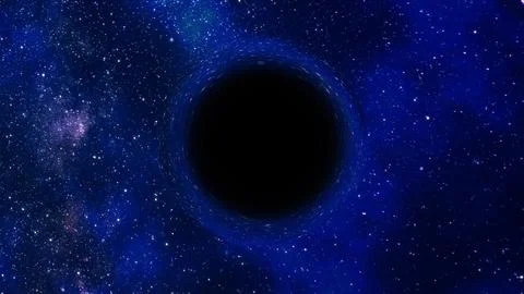 3D rendering of a supermassive black hole against a starry sky Illustrazione stock