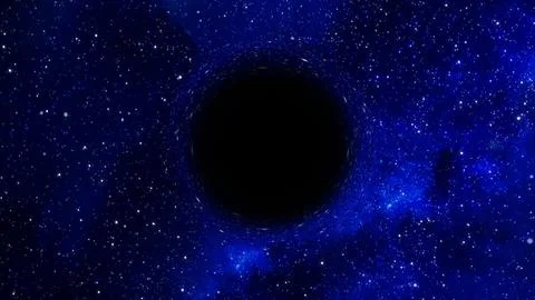 3D rendering of a supermassive black hole against a starry sky Stockillustratie
