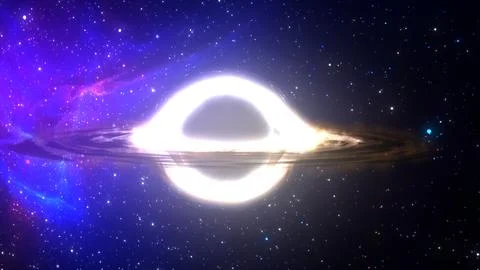 3D rendering of a supermassive black hole against a starry sky Stockillustratie
