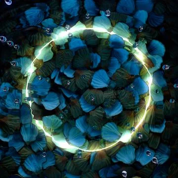 3d rendering. A surface of blue water with a stone bottom and ripples on the Illustrazione stock