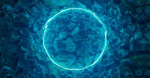 3d rendering. A surface of blue water with a stone bottom and ripples on the Stock Illustration