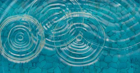 3d rendering. Surface of blue water with a stone bottom and ripples on the su Stock Illustration