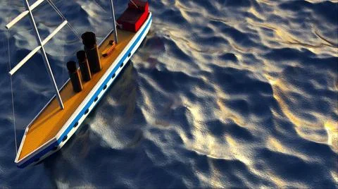 3d rendering of a surface boat in the sea. Computer generated marine ship ... Stock Photos