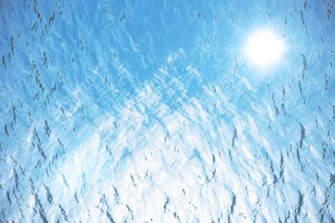 3d rendering surface underwater blue background in sea Stock Illustration
