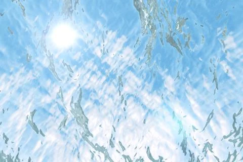 3d rendering surface underwater blue background in sea Stock Illustration