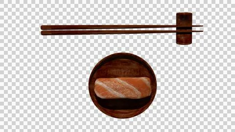 3d rendering of sushii set detaill wiith plate and chopstick Stock Photos