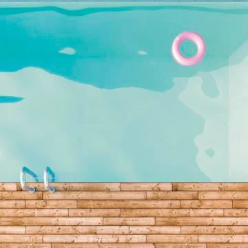 3D Rendering, Swimming pool, ladder and floating tire Illustrazione stock