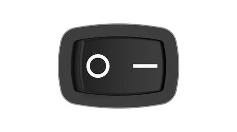 3D rendering of a on off switch black computer model electric mechincal device Illustrazione stock