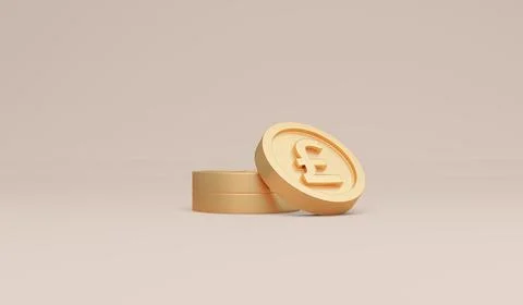 3D Rendering symbols pound coins concept of money currencies. 3D Render. 3d.. Stock Illustration