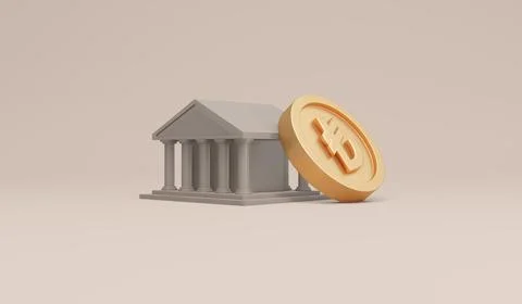 3D Rendering symbols Turkish lira coin and bank icon concept of money curre.. Stock Illustration