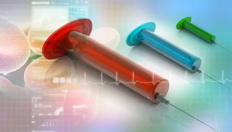 3d rendering of a syringe in abstract background Stock Illustration