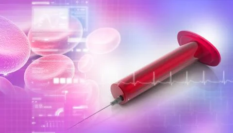 3d rendering of a syringe in abstract background Stock Illustration