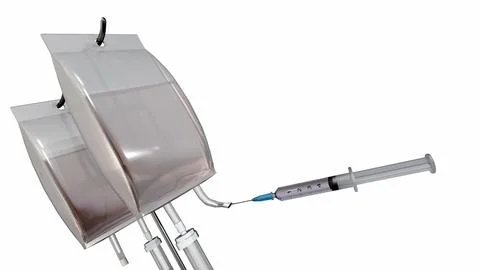 A 3d rendering of the syringe and the IV bags Illustration