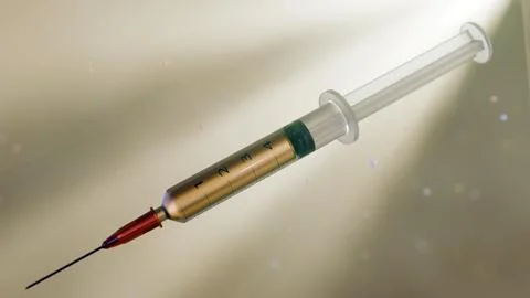 A 3d rendering of syringe bathed in radiant light Stock Illustration