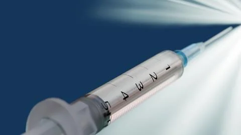 A 3d rendering of syringe bathed in radiant light Stock Illustration
